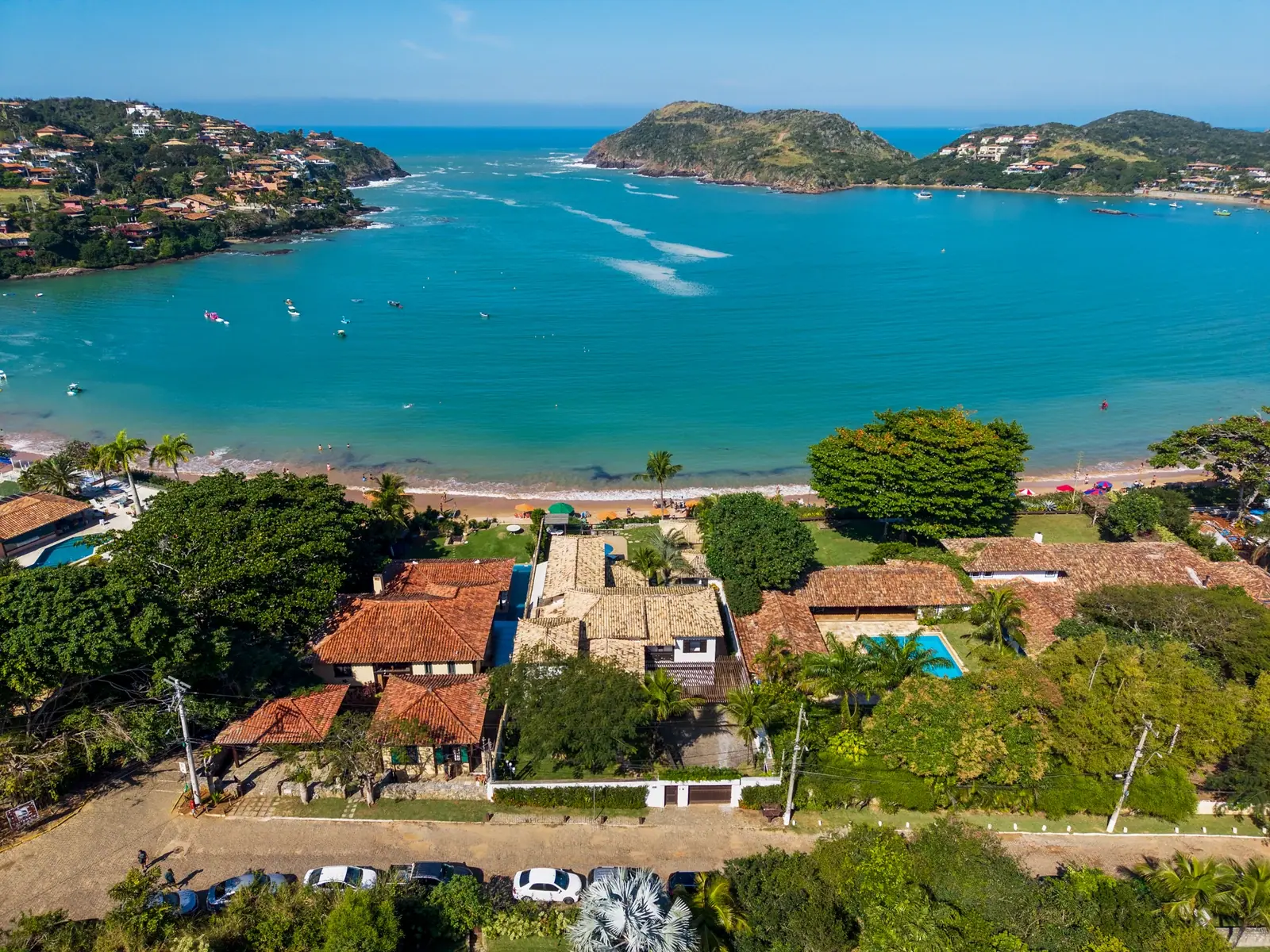 A praia vista de cima